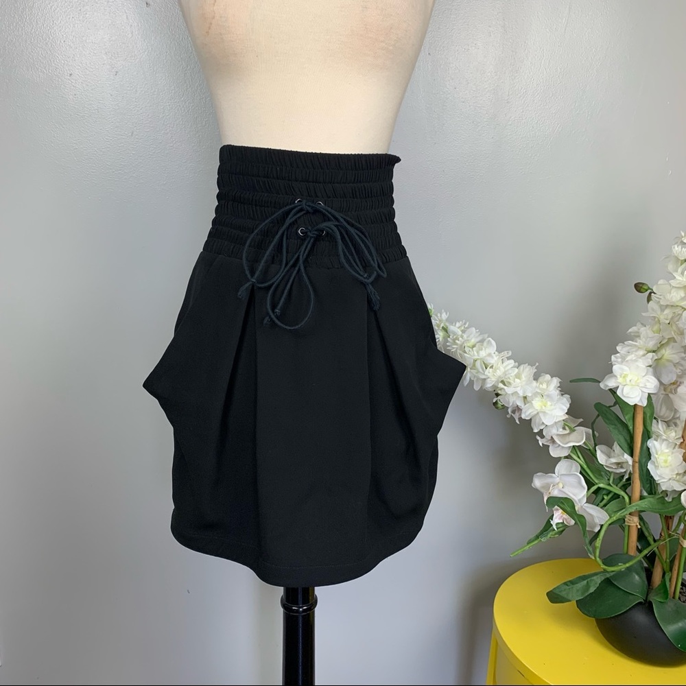 A.L.C. Black Smocked Mini Skirt Small